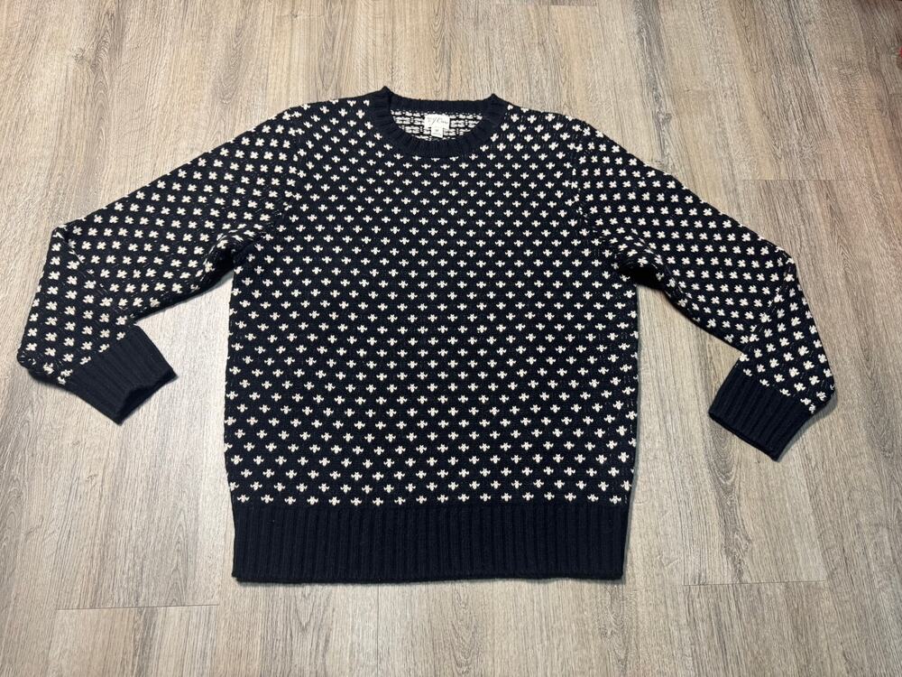 Knit for J.Crew Men's Black & White Patterned Wool Sweater